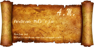 Andrae Mária névjegykártya